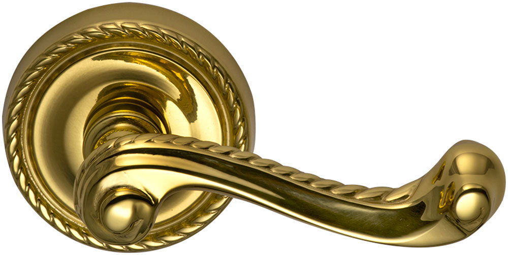 Omnia Style #570 Traditions Solid Brass Ornate Door Lever (with 579 Rose)