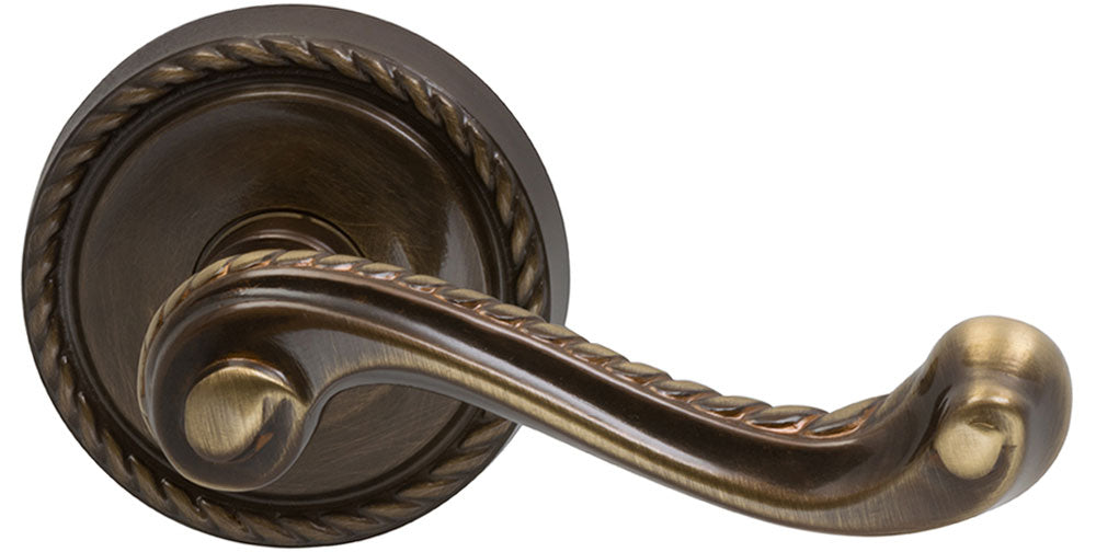 Omnia Style #570 Traditions Solid Brass Ornate Door Lever (with 579 Rose)