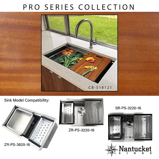 Nantucket Sink Prep Station ZR-PS-3620-16 Prep Station Small Radius Undermount Stainless Sink with Accessories