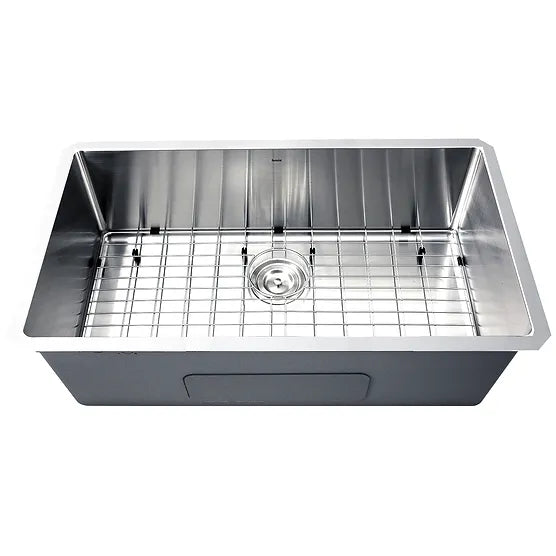 Nantucket Sink Pro Series SR3218-16 , 32 Inch Pro Series Large Rectangle Single Bowl Undermount Small Radius Corners Stainless Steel Kitchen Sink