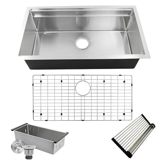 Nantucket Sink Prep Station SR-PS-3620-16 Prep Station Small Radius Undermount Stainless Sink with Accessories