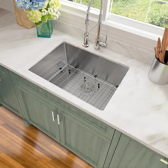 Nantucket Sink Pro Series SR2818-16 , Pro Series Rectangle Single Bowl Undermount Small Radius Corners Stainless Steel Kitchen Sink, 16 Gauge