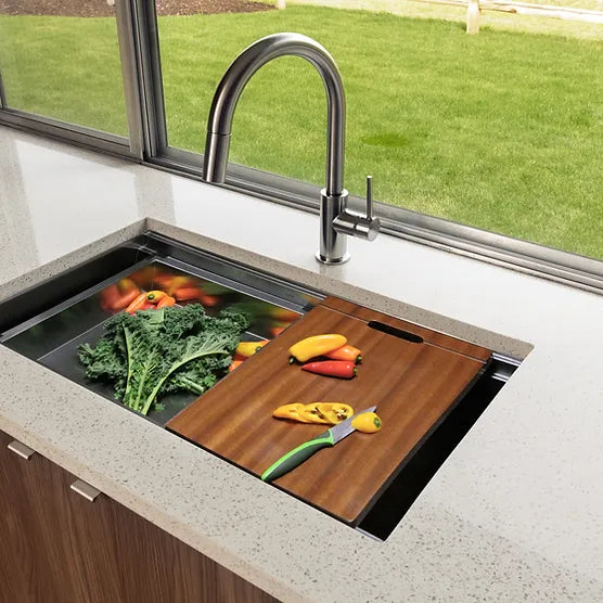 Nantucket Sink Prep Station ZR-PS-3620-16 Prep Station Small Radius Undermount Stainless Sink with Accessories