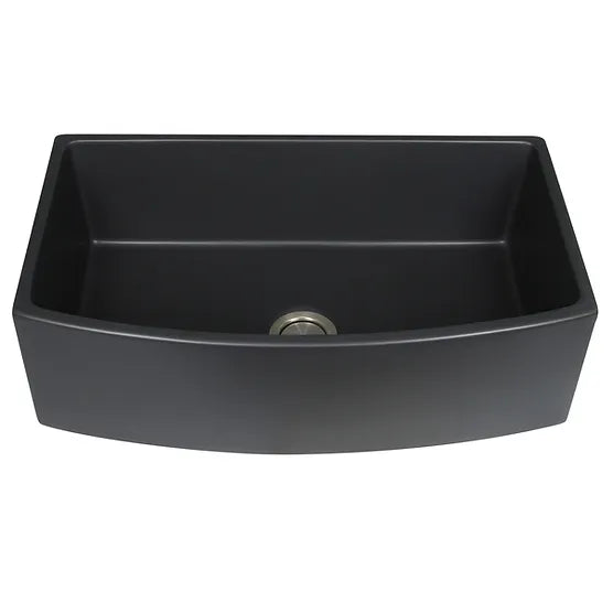 Nantucket Sink Curved Vineyard Collection FCFS3320CA (W,C,MB) Nantucket Sinks' 33 Inch Farmhouse Fireclay Sink with Curved Apron Front