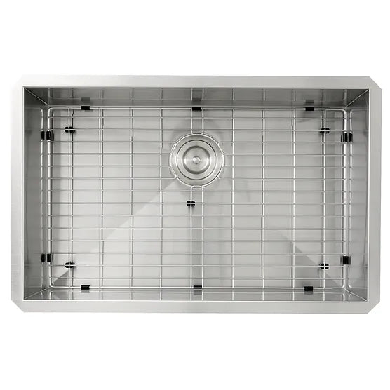 Nantucket Sink Pro Series ZR2818-8-16 , 28 Inch Pro Series Large Rectangle Single Bowl Undermount Zero Radius Stainless Steel Kitchen Sink, 8 Inch Deep