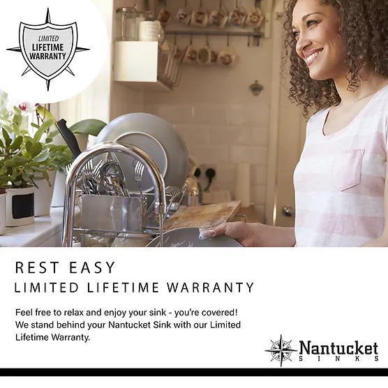 Nantucket Sink Pro Series EZApron33-9 , "Patented" Design Pro Series Single Bowl Undermount Stainless Steel Kitchen Sink with 7 Inch Apron Front