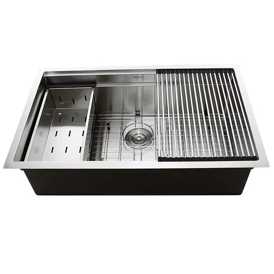 Nantucket Sink Prep Station SR-PS-3220-16 , 32 Inch Professional Prep Station Small Radius Undermount Stainless Kitchen Sink with Accessories