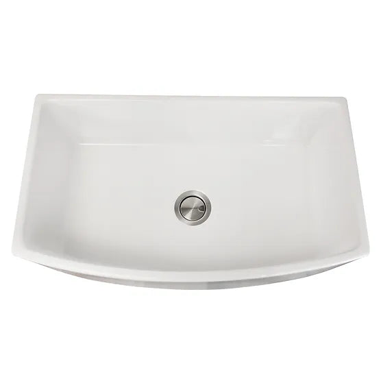 Nantucket Sink Curved Vineyard Collection FCFS3320CA (W,C,MB) Nantucket Sinks' 33 Inch Farmhouse Fireclay Sink with Curved Apron Front