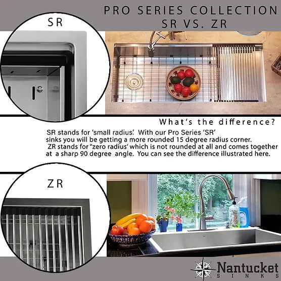 Nantucket Sink Pro Series SR2318-12-16 , Pro Series Rectangle Single Bowl Undermount Small Radius Corners Stainless Steel Kitchen Sink