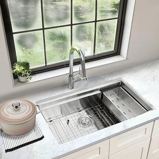 Nantucket Sink Prep Station SR-PS-3620-16 Prep Station Small Radius Undermount Stainless Sink with Accessories