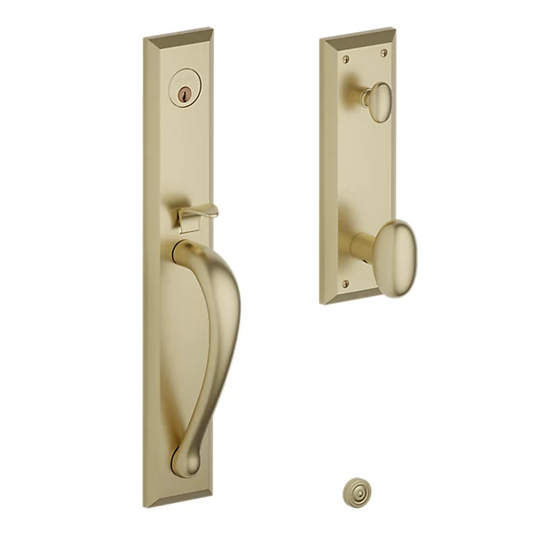 Baldwin - Estate Collection - Tubular Entry Handlesets - Cody Full Escutcheon Emergency Egress Handleset w/ 5024 Oval Knob