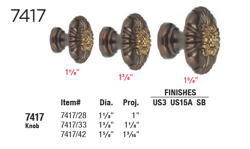 Omnia Ornate 7417 Solid Brass Cabinet Knobs & Pulls