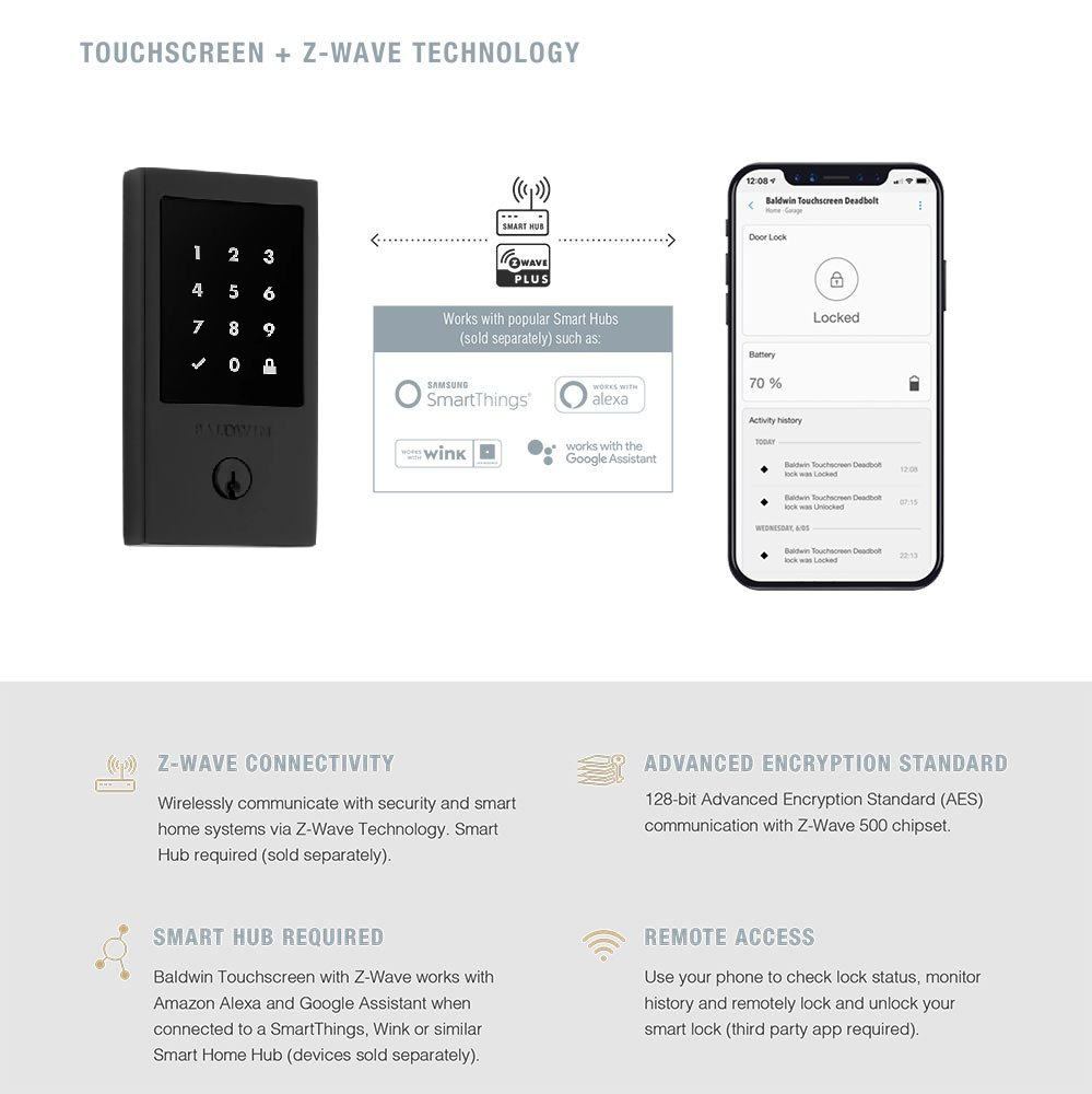 Baldwin - Estate Collection - Deadbolts - Minneapolis Touchscreen Deadbolt w/ Z-Wave Technology