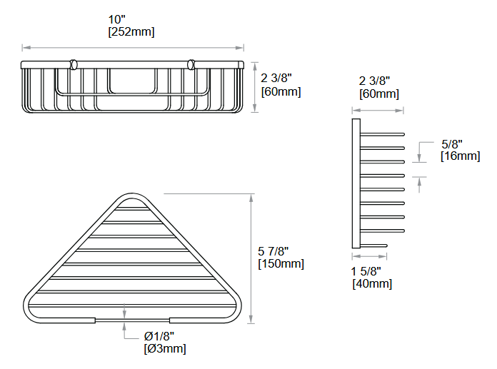 Kartners - Corner Wire Basket (828006) - Polished Chrome