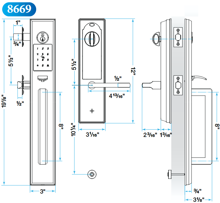 Omnia - Electronic Handleset - 8669 EOMNIA Digital Smart Lock