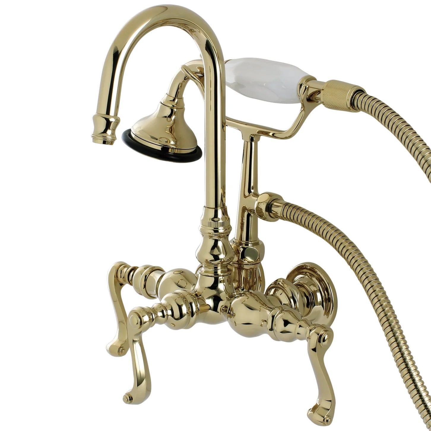Kingston - Tub Faucets - Heirloom AE7TFL Three-Handle 2-Hole Tub Wall Mount Clawfoot Tub Faucet with Hand Shower