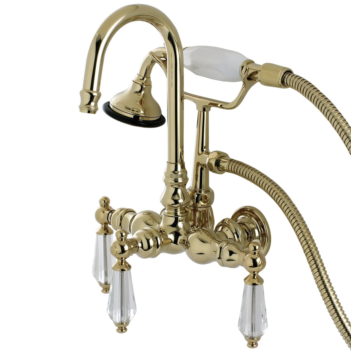 Kingston - Tub Faucets - Wilshire AE7TWLL Three-Handle 2-Hole Tub Wall Mount Clawfoot Tub Faucet with Hand Shower