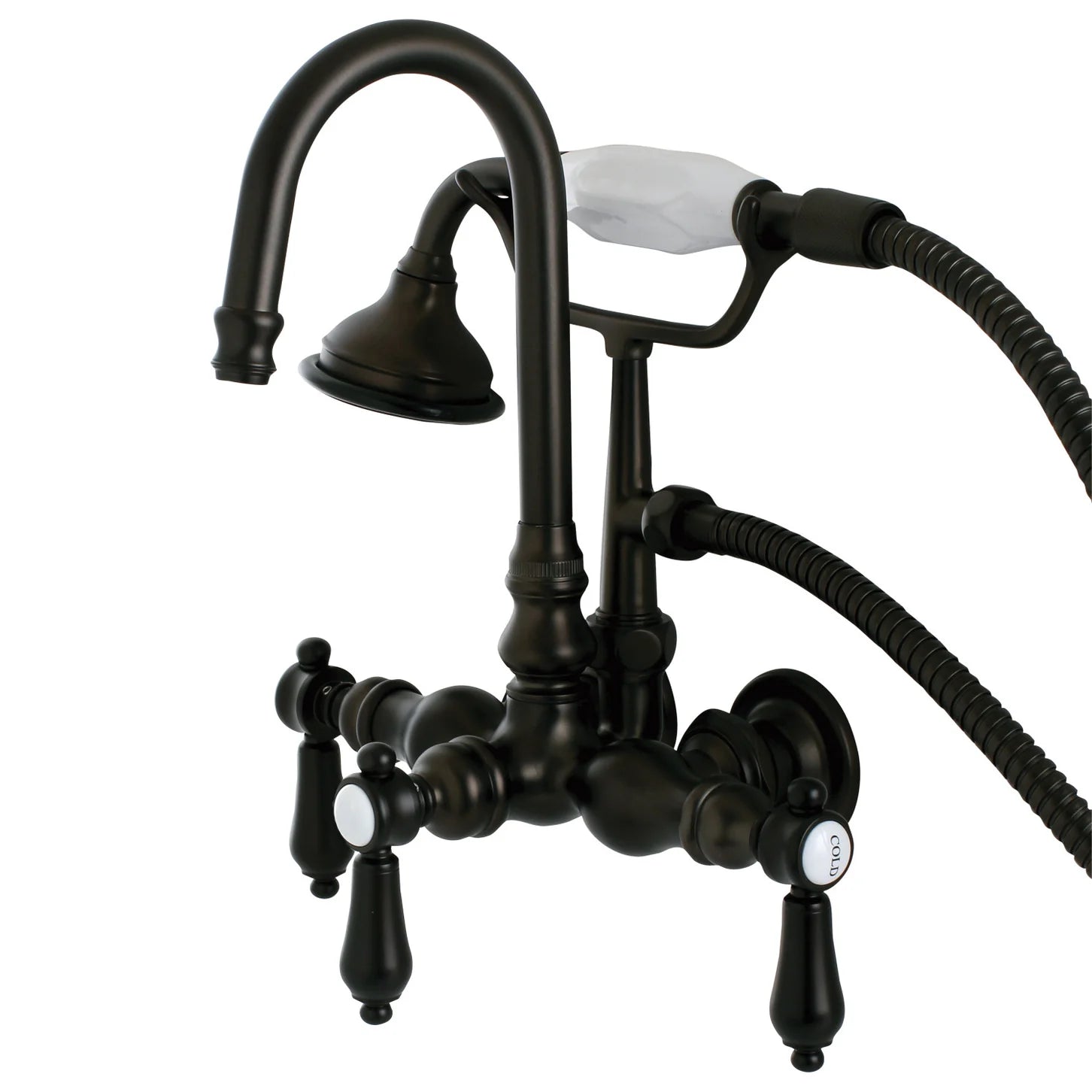 Kingston - Tub Faucets - Heirloom AE7TBAL Three-Handle 2-Hole Tub Wall Mount Clawfoot Tub Faucet with Hand Shower