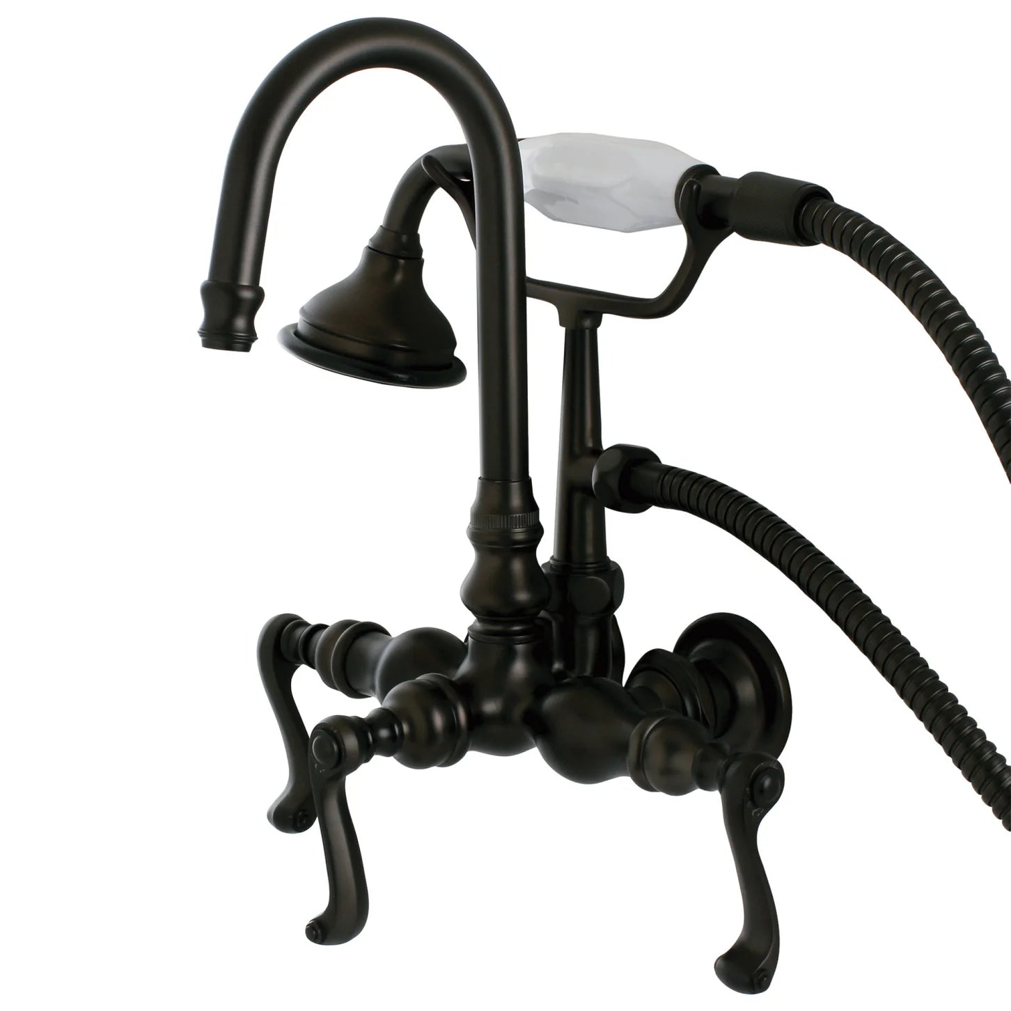 Kingston - Tub Faucets - Heirloom AE7TFL Three-Handle 2-Hole Tub Wall Mount Clawfoot Tub Faucet with Hand Shower
