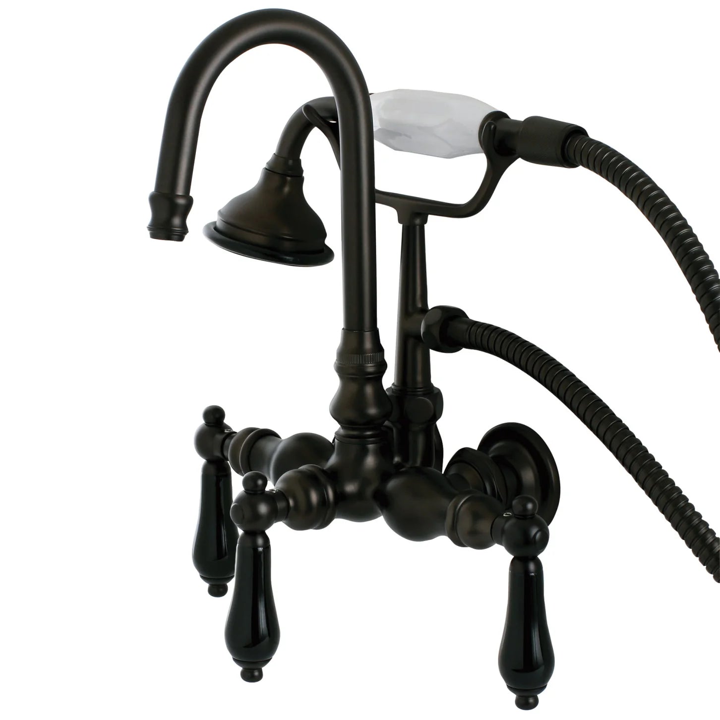 Kingston - Tub Faucets - Duchess AE7TPKL Three-Handle 2-Hole Tub Wall Mount Clawfoot Tub Faucet with Hand Shower