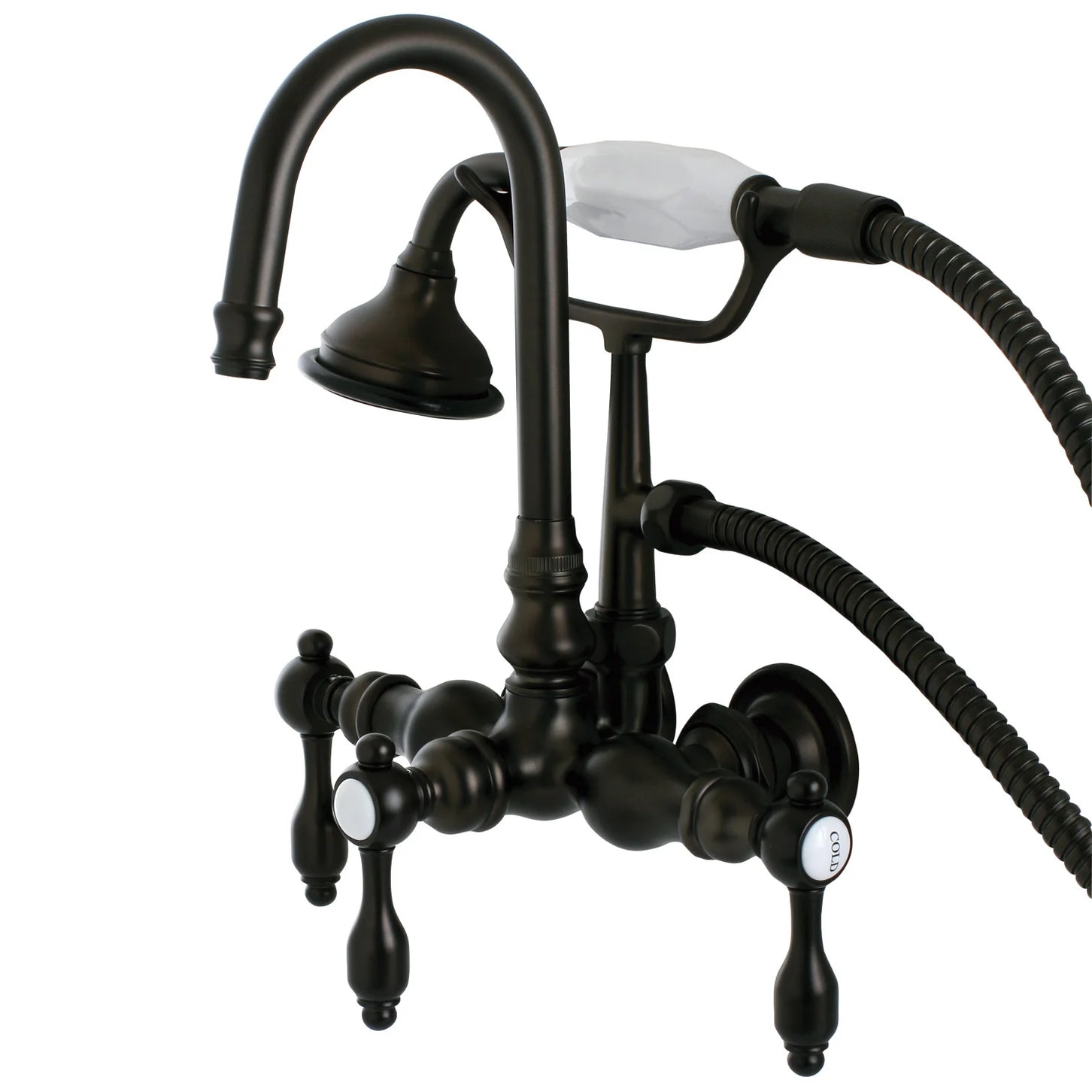 Kingston - Tub Faucets - Tudor AE7TTAL Three-Handle 2-Hole Tub Wall Mount Clawfoot Tub Faucet with Hand Shower
