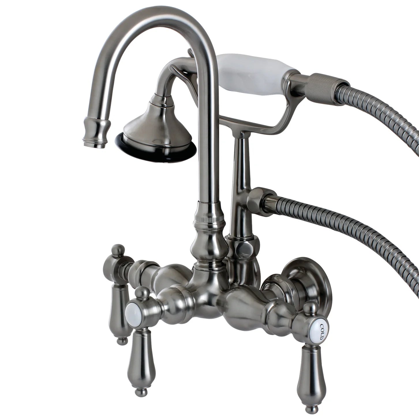 Kingston - Tub Faucets - Heirloom AE7TBAL Three-Handle 2-Hole Tub Wall Mount Clawfoot Tub Faucet with Hand Shower