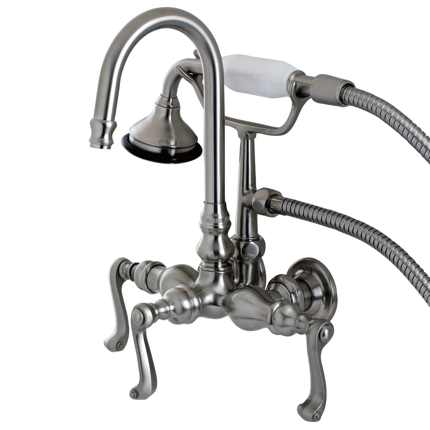Kingston - Tub Faucets - Heirloom AE7TFL Three-Handle 2-Hole Tub Wall Mount Clawfoot Tub Faucet with Hand Shower