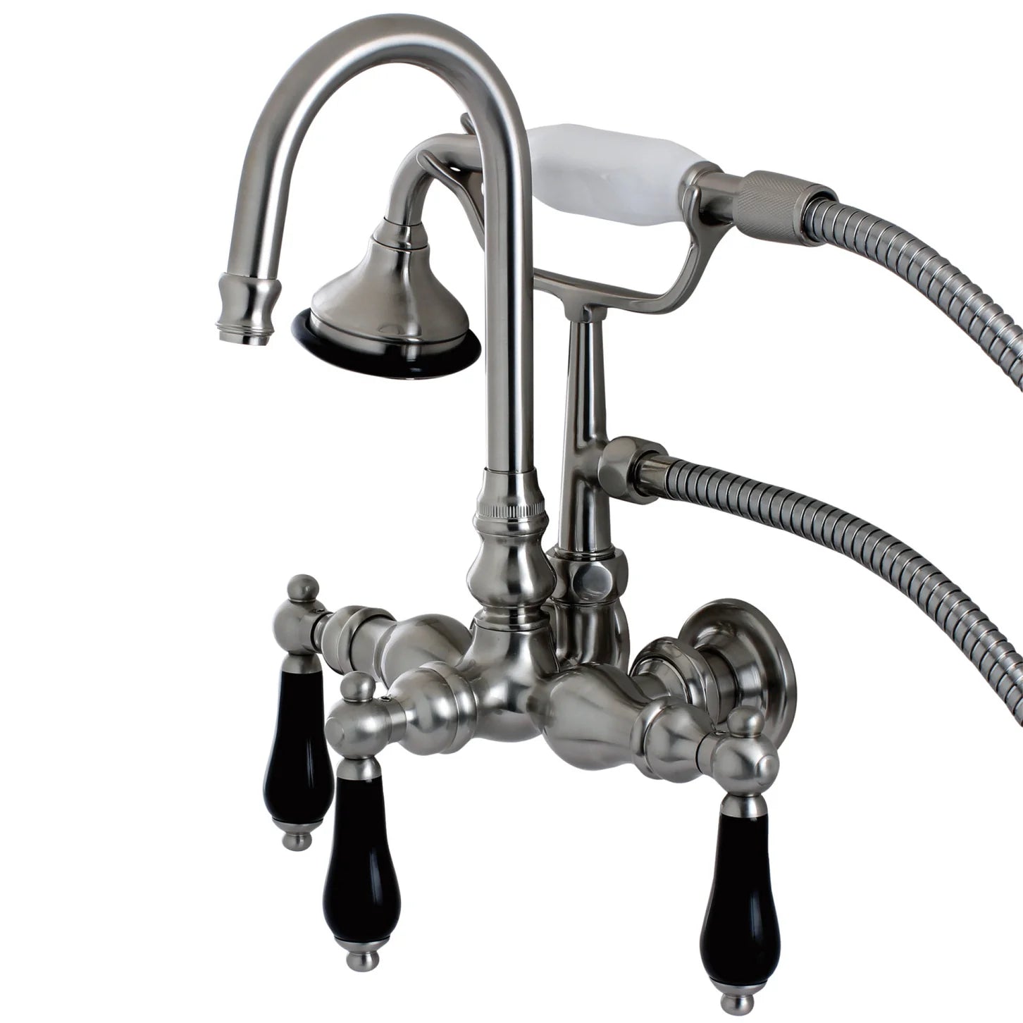 Kingston - Tub Faucets - Duchess AE7TPKL Three-Handle 2-Hole Tub Wall Mount Clawfoot Tub Faucet with Hand Shower