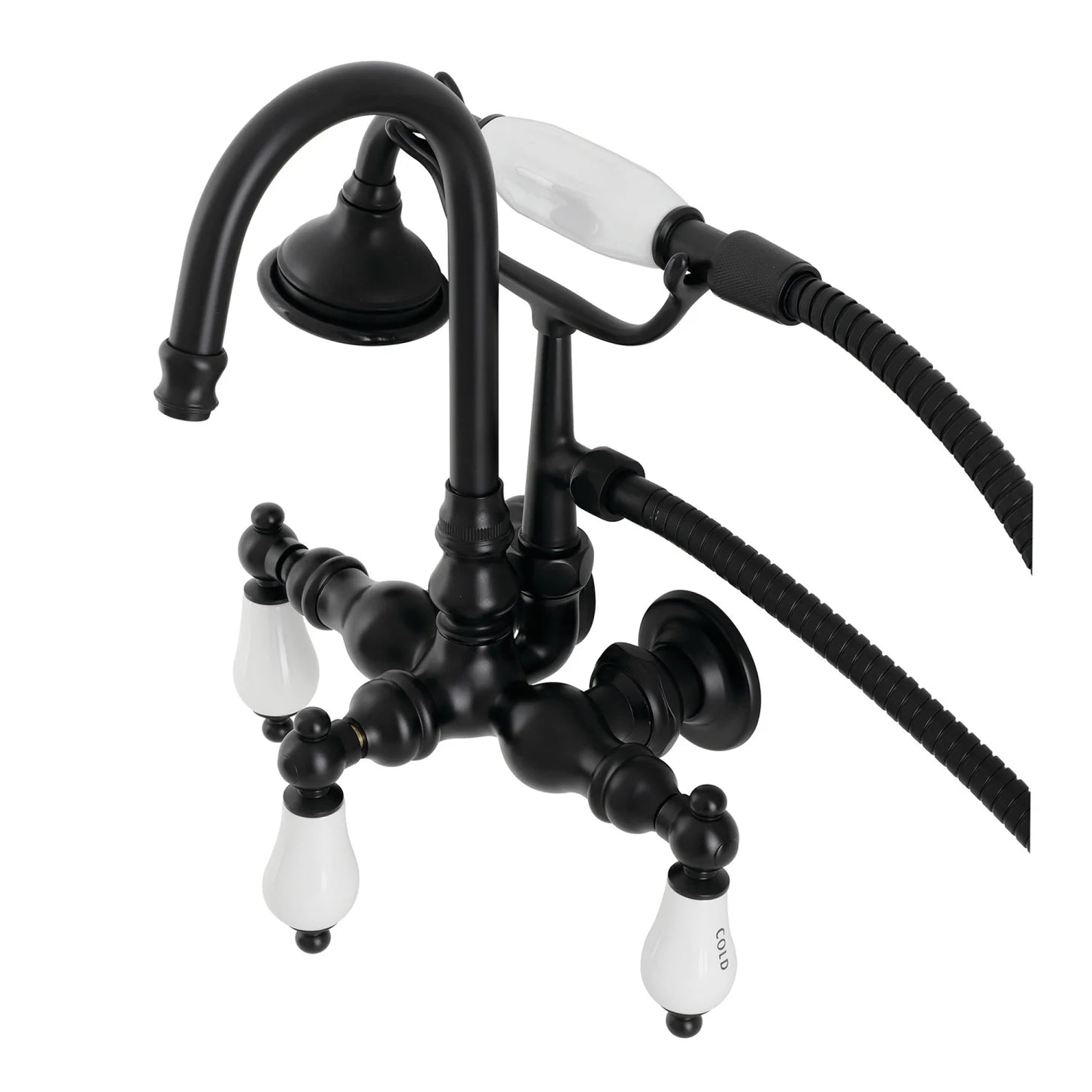 Kingston - Tub Faucets - Aqua Vintage AE9T Three-Handle 2-Hole Tub Wall Mount Clawfoot Tub Faucet with Hand Shower