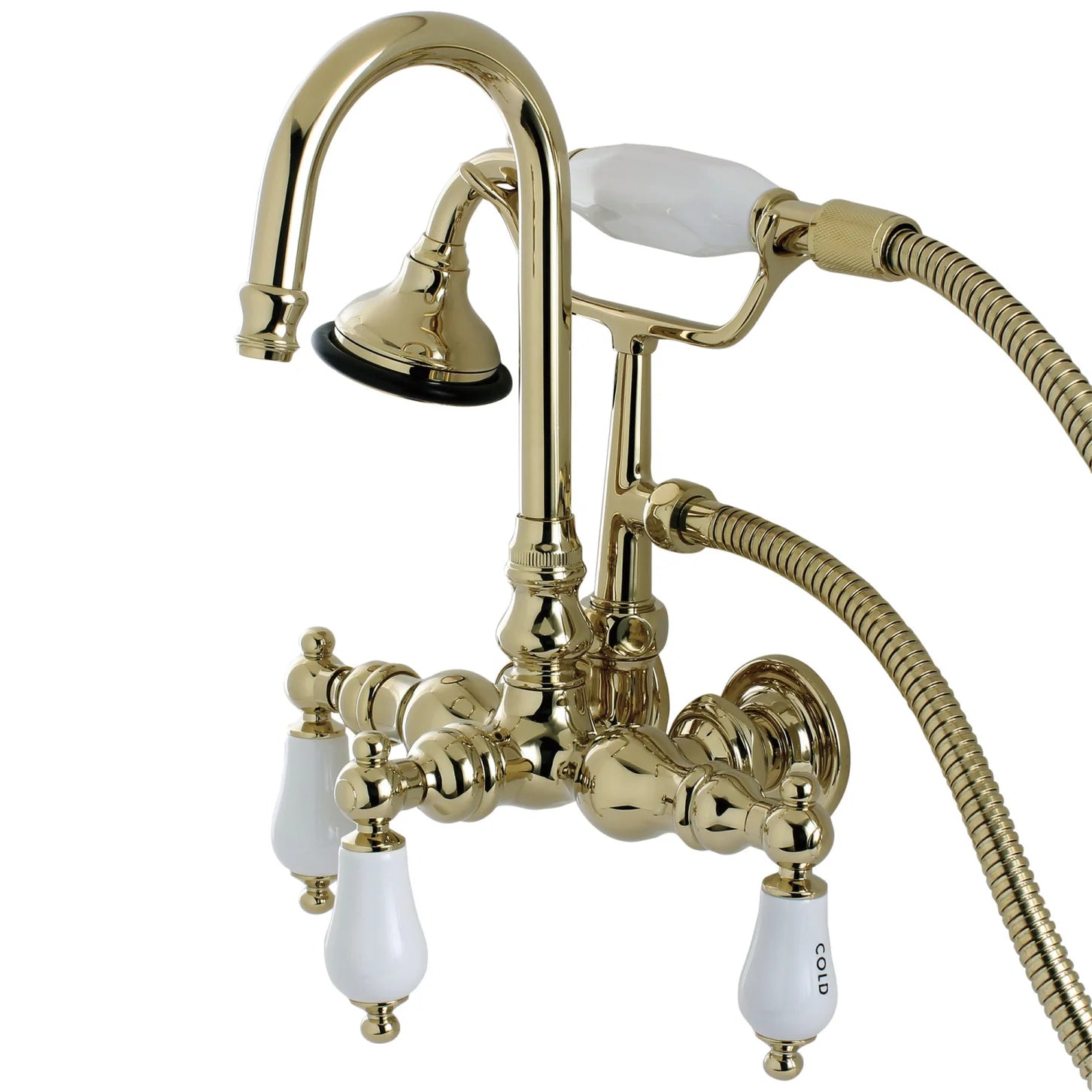 Kingston - Tub Faucets - Aqua Vintage AE9T Three-Handle 2-Hole Tub Wall Mount Clawfoot Tub Faucet with Hand Shower