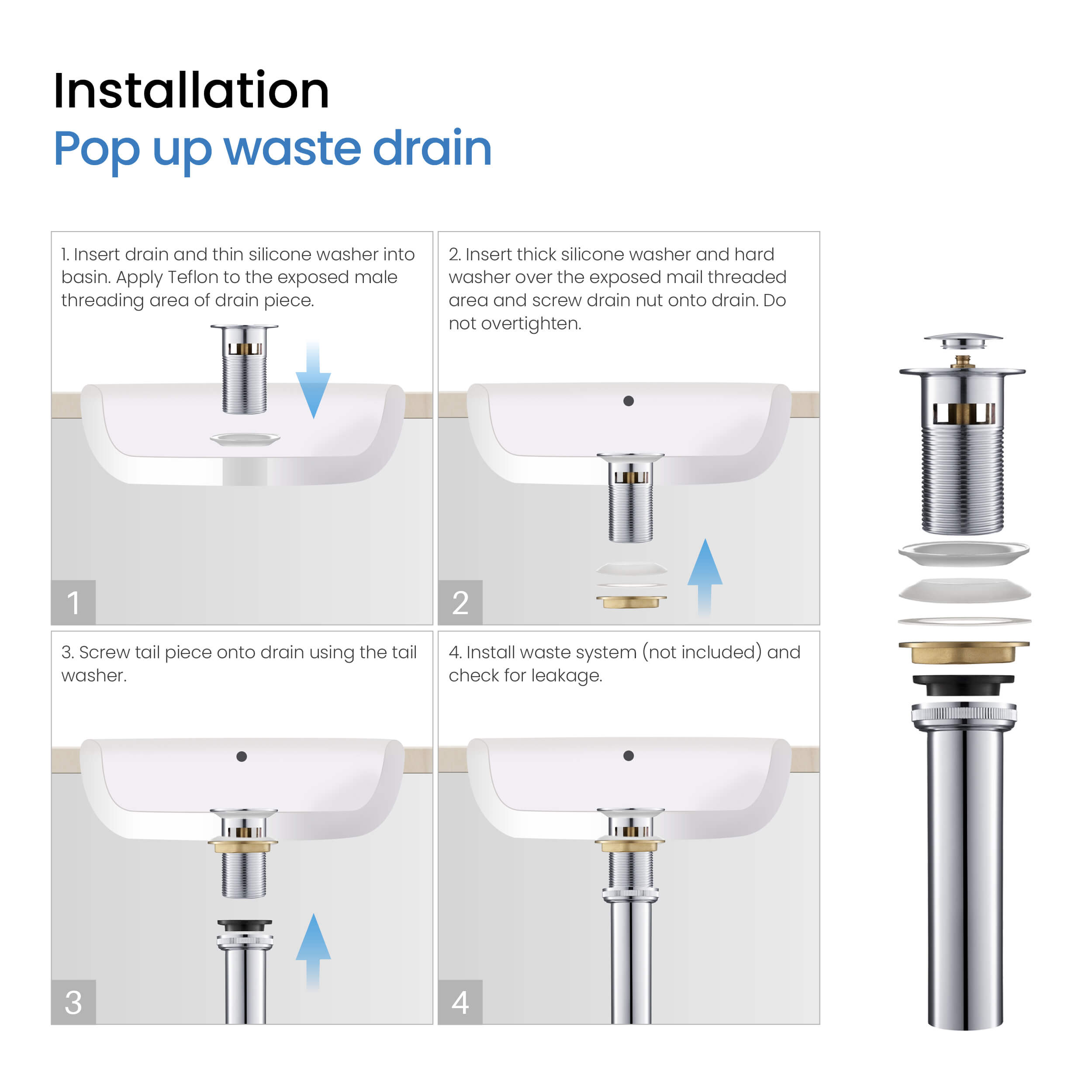 KIBI Circular 8″ Bathroom Widespread Faucet with Drain Assembly – KBF1025