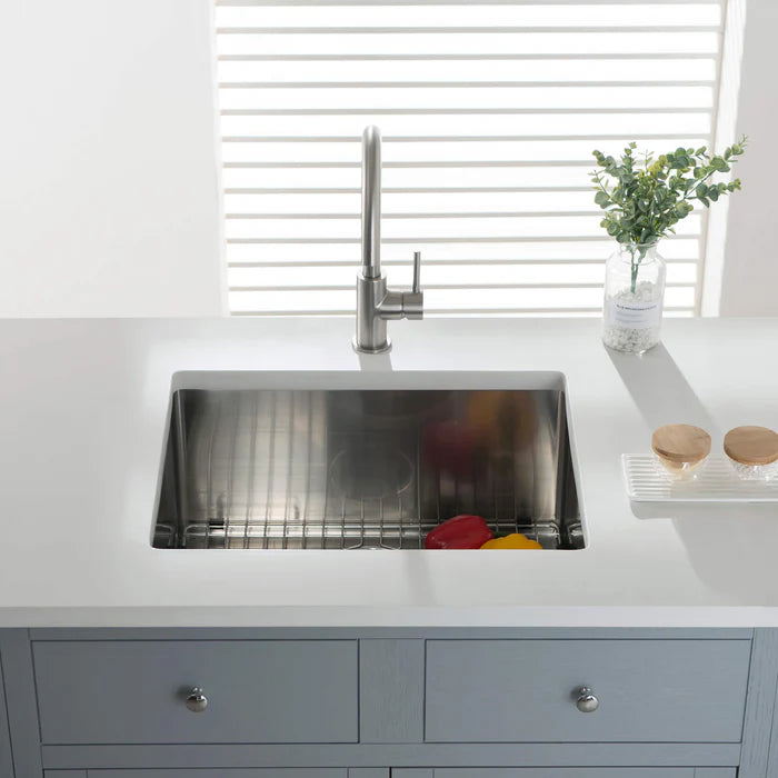 Casa Fixtures - Kitchen Sinks - 23" Handcrafted Undermount Single Bowl 16 gauge Stainless Steel Kitchen Sink (C1-23S)