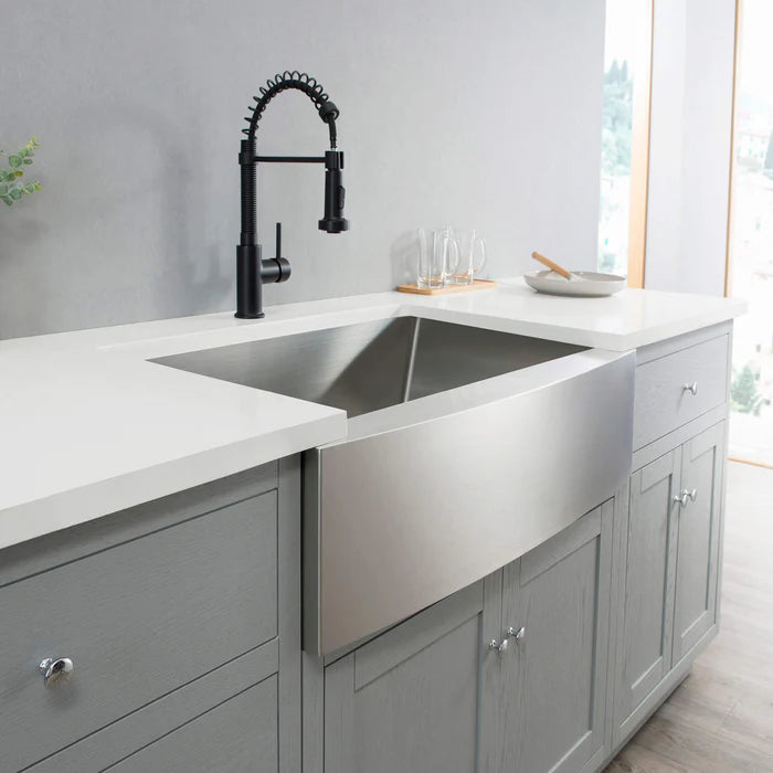 Casa Fixtures - Kitchen Sinks - 27" Handcrafted Farmhouse Apron Single Bowl Stainless Steel Kitchen Sink (C1-27SF)