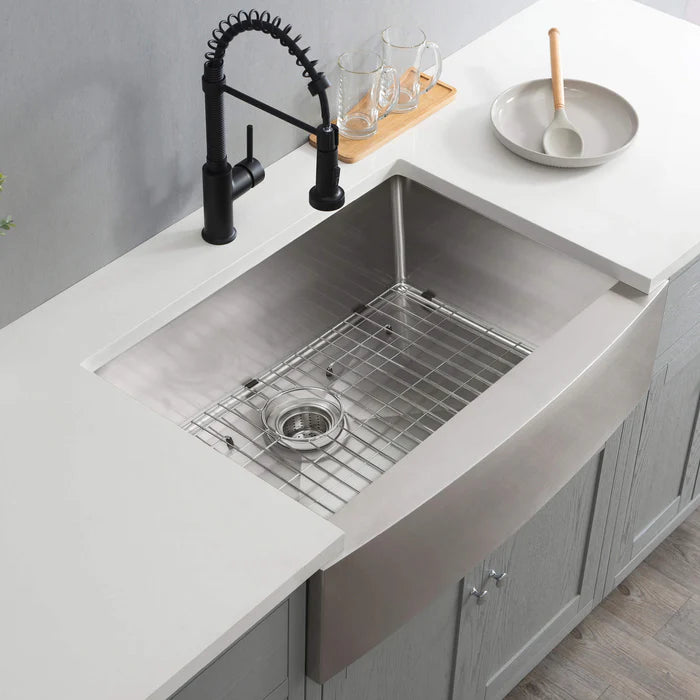 Casa Fixtures - Kitchen Sinks - 27" Handcrafted Farmhouse Apron Single Bowl Stainless Steel Kitchen Sink (C1-27SF)