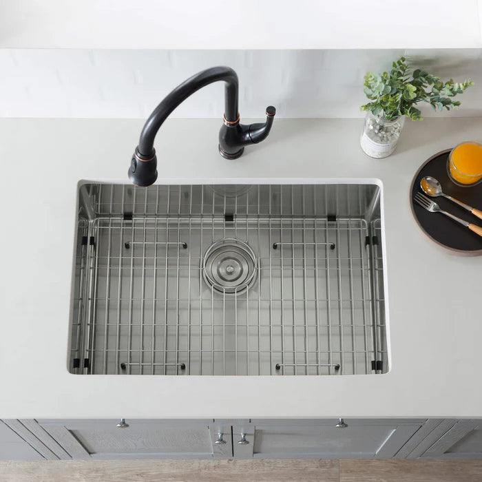 Casa Fixtures - Kitchen Sinks - 28" Handcrafted Undermount Single Bowl 16 gauge Stainless Steel Kitchen Sink (C1-28S)