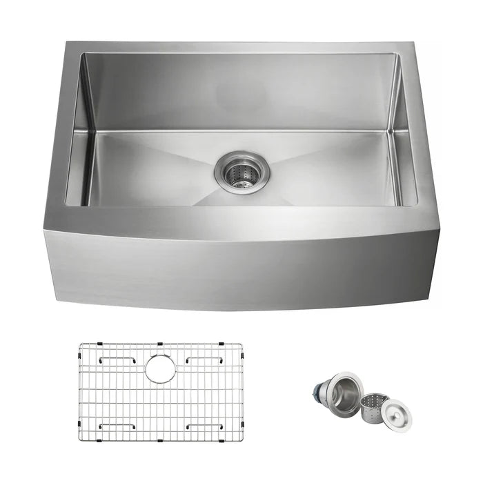 Casa Fixtures - Kitchen Sinks - 30" Handcrafted Farmhouse Apron Single Bowl Stainless Steel Kitchen Sink (C1-30SF)