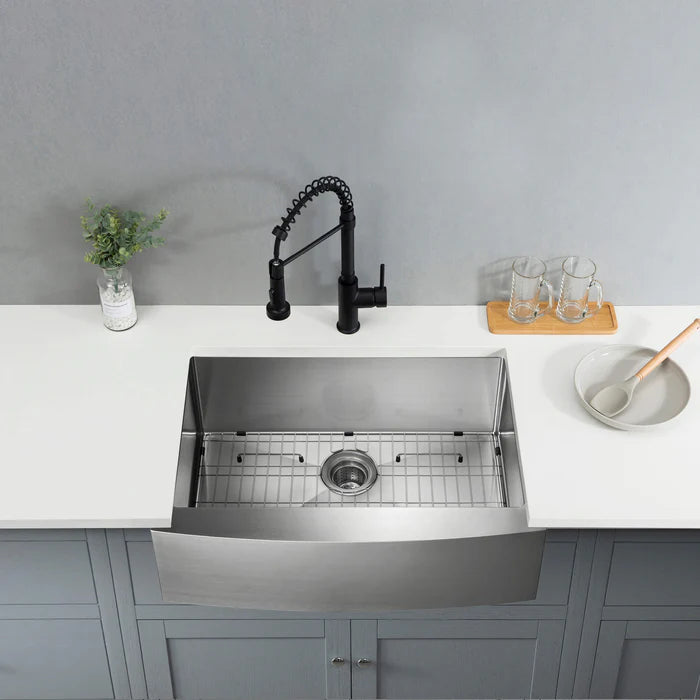 Casa Fixtures - Kitchen Sinks - 30" Handcrafted Farmhouse Apron Single Bowl Stainless Steel Kitchen Sink (C1-30SF)