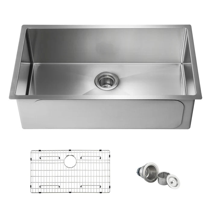 Casa Fixtures - Kitchen Sinks - 32-3/4" Handcrafted Undermount Single Bowl 16 gauge Stainless Steel Kitchen Sink (C1-33S)