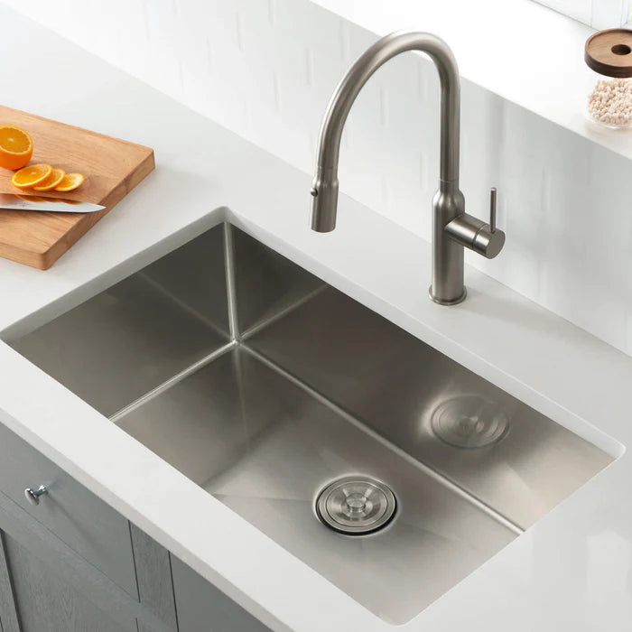 Casa Fixtures - Kitchen Sinks - 32-3/4" Handcrafted Undermount Single Bowl 16 gauge Stainless Steel Kitchen Sink (C1-33S)