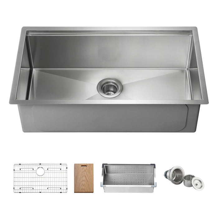 Casa Fixtures - Kitchen Sinks - 33" Undermount Single Bowl Stainless Steel Workstation Sink (C1-33ST)