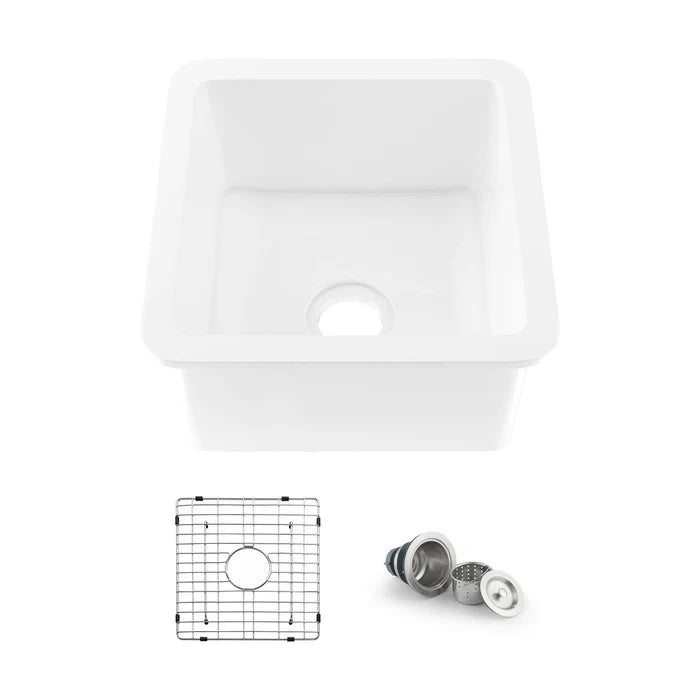 Casa Fixtures - Kitchen Sinks - Nova 18" Fireclay Single Bowl Kitchen Drop-In/Undermount Sink (C2-18SQ)