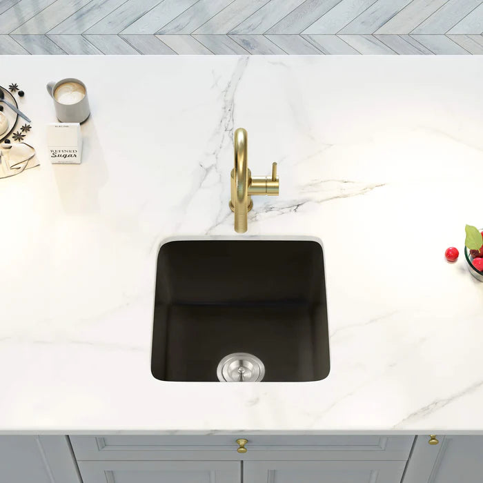 Casa Fixtures - Kitchen Sinks - Nova 18" Matte Black Fireclay Single Bowl Kitchen Drop-In/Undermount Sink (C2-18SQMB)