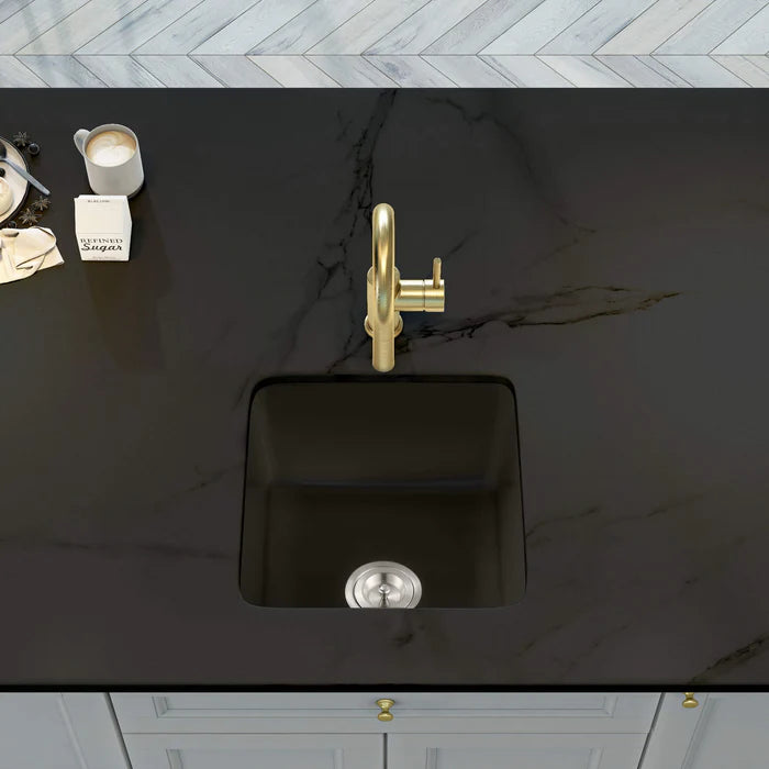Casa Fixtures - Kitchen Sinks - Nova 18" Matte Black Fireclay Single Bowl Kitchen Drop-In/Undermount Sink (C2-18SQMB)