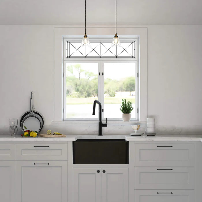 Casa Fixtures - Kitchen Sinks - Nova 24" Matte Black Fireclay Single Bowl Kitchen Farmhouse Sink (C2-24SFMB)