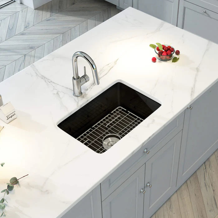 Casa Fixtures - Kitchen Sinks - Nova 27" Matte Black Fireclay Single Bowl Kitchen Drop-In/Undermount Sink (C2-27SMB)