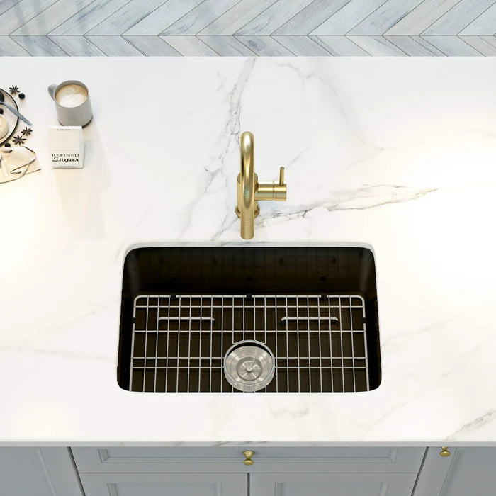 Casa Fixtures - Kitchen Sinks - Nova 27" Matte Black Fireclay Single Bowl Kitchen Drop-In/Undermount Sink (C2-27SMB)