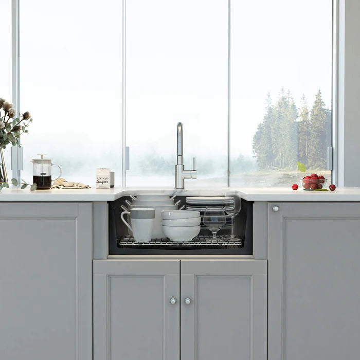 Casa Fixtures - Kitchen Sinks - Nova 27" Matte Black Fireclay Single Bowl Kitchen Drop-In/Undermount Sink (C2-27SMB)