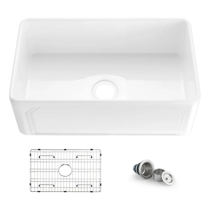 Casa Fixtures - Kitchen Sinks - Arch 30" Reversible Fireclay Single Bowl Kitchen Farmhouse Sink (C2-30SFAR)