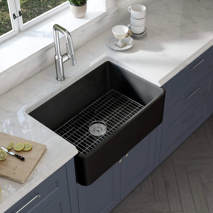 Casa Fixtures - Kitchen Sinks - Nova 30" Matte Black Fireclay Single Bowl Kitchen Farmhouse Sink (C2-30SFMB)