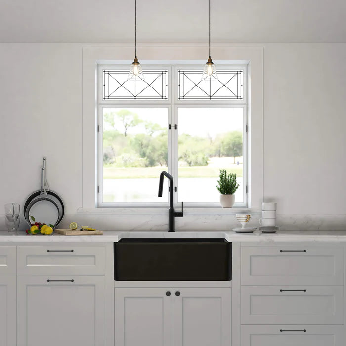 Casa Fixtures - Kitchen Sinks - Nova 30" Matte Black Fireclay Single Bowl Kitchen Farmhouse Sink (C2-30SFMB)